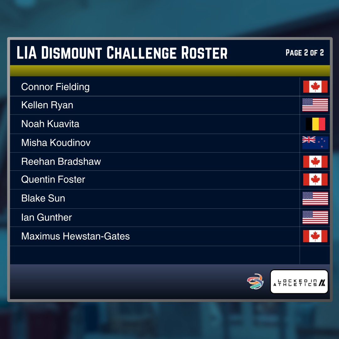 WGAgymnastics's tweet photo. Check out the Roster for the LIA Dismount Challenge! Featuring Olympians and WGA Champions from across the globe.

The competition goes LIVE on our YouTube channel on Nov 18, 1pm PST. https://t.co/3oS2J1p0BN