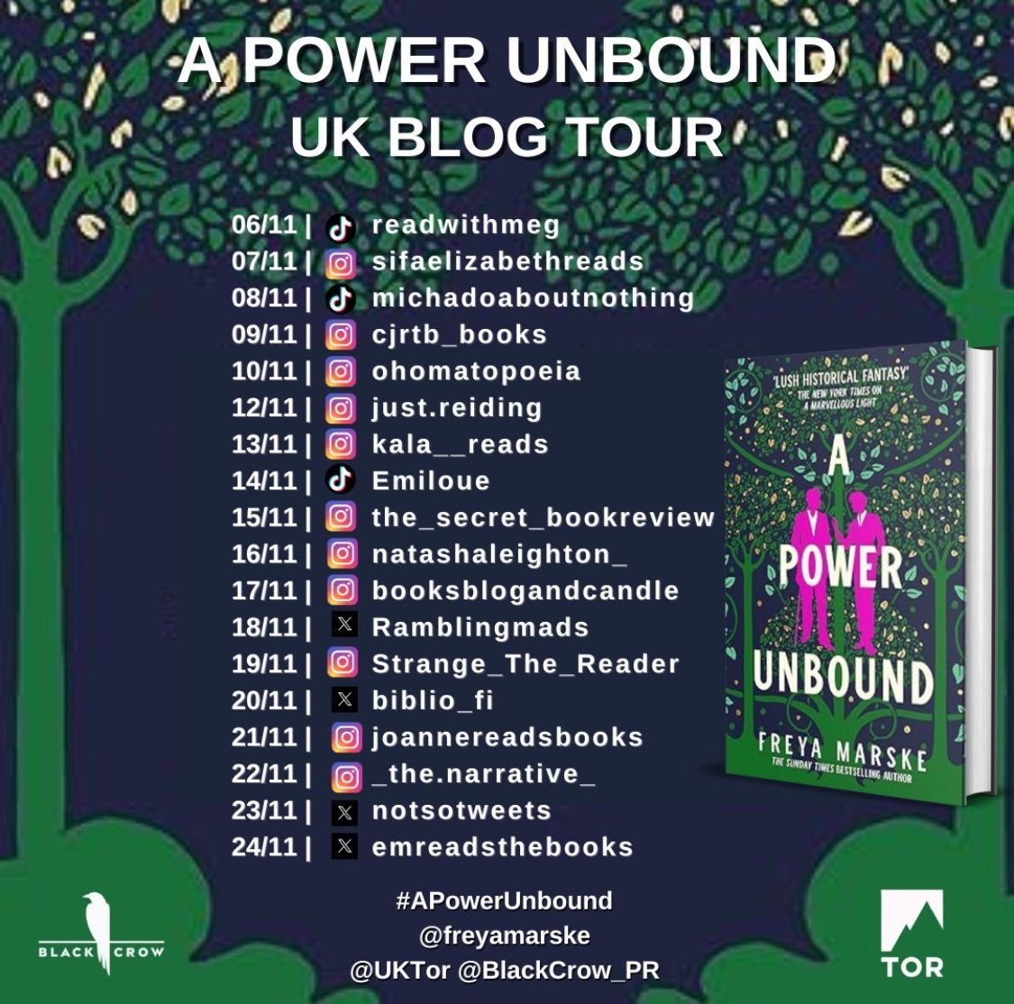 natashareads_'s tweet photo. It’s my stop on the @BlackCrow_PR & @UKTor blog tour for #APowerUnbound by @freyamarske over on IG & I’m thrilled to share my review for this lush, plot twisty (& satisfyingly steamy) conclusion to The Last Binding trilogy🔥
#BookReview #BookX
Review➡️: https://t.co/qQqwF7PGgI https://t.co/kq6OaEGZs7