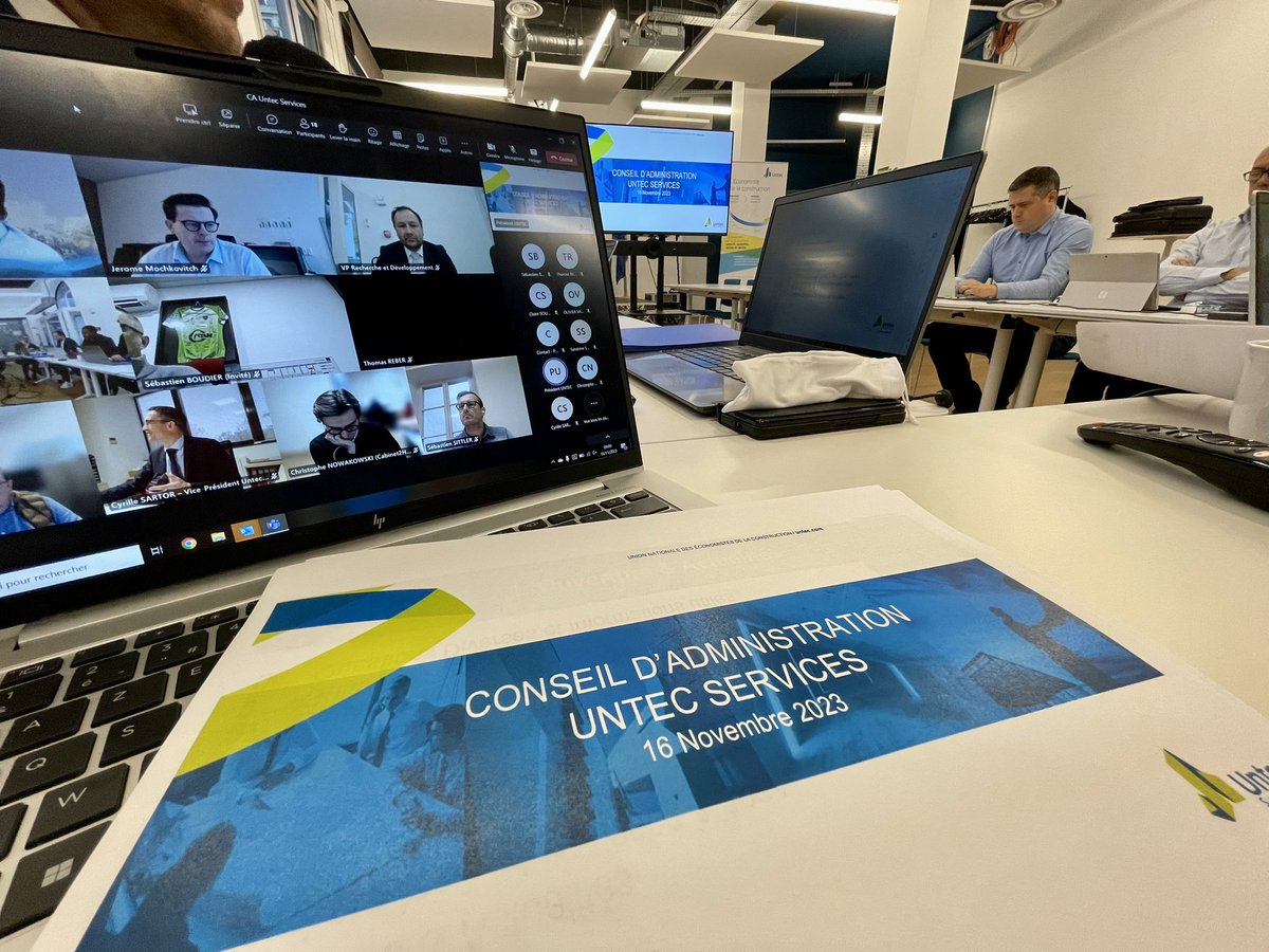 Hervé GASTAUD (@gastaudherve) on Twitter photo Hier et aujourd’hui avaient lieu le bureau exécutif <a href="/Untec_org/">Untec</a> et le conseil d’administration d’Untec Services.
L’occasion pour nos élus sous la présidence de <a href="/DessemonF/">dessemon franck</a> de faire le bilan de notre 51e congrès et de nous projeter sur 2024.
<a href="/Celine_Pintat/">Céline Pintat</a> #organisation Hier et aujourd’hui avaient lieu le bureau exécutif <a href="/Untec_org/">Untec</a> et le conseil d’administration d’Untec Services.
L’occasion pour nos élus sous la présidence de <a href="/DessemonF/">dessemon franck</a> de faire le bilan de notre 51e congrès et de nous projeter sur 2024.
<a href="/Celine_Pintat/">Céline Pintat</a> #organisation