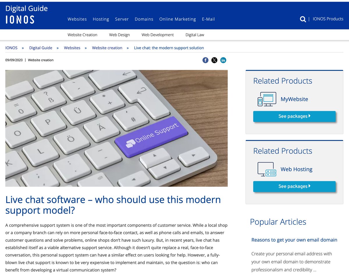 Anyone know why @ionos_uk have this on their website but don’t actually engage with customers on Live Chat unless they want the Sales Dept