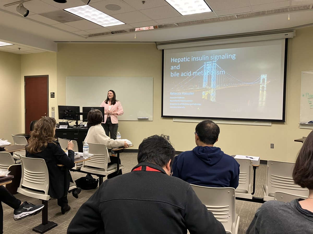 UABDiabetes's tweet photo. We’re pleased to host Dr. Rebecca Haeusler from @nbdiabetes at @Columbia! She spoke with our trainees and also led the Diabetes Plenary Lecture. #diabetes #research https://t.co/Fzc0PVJzxl