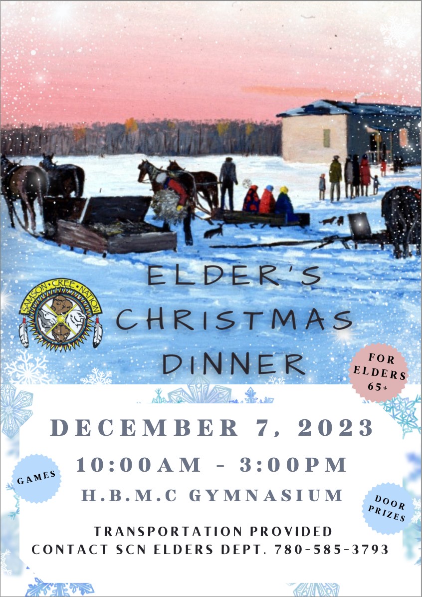 SamsonCree's tweet photo. @SamsonCree SCN #Elders and #AssistedLiving department presents: #ChristmasDinner December 7, 2023. #SamsonCree #PigeonLake #MameoBeach #Edmonton #Calgary #RedDeer @RDNFStwt https://t.co/JMW8ab9rXU