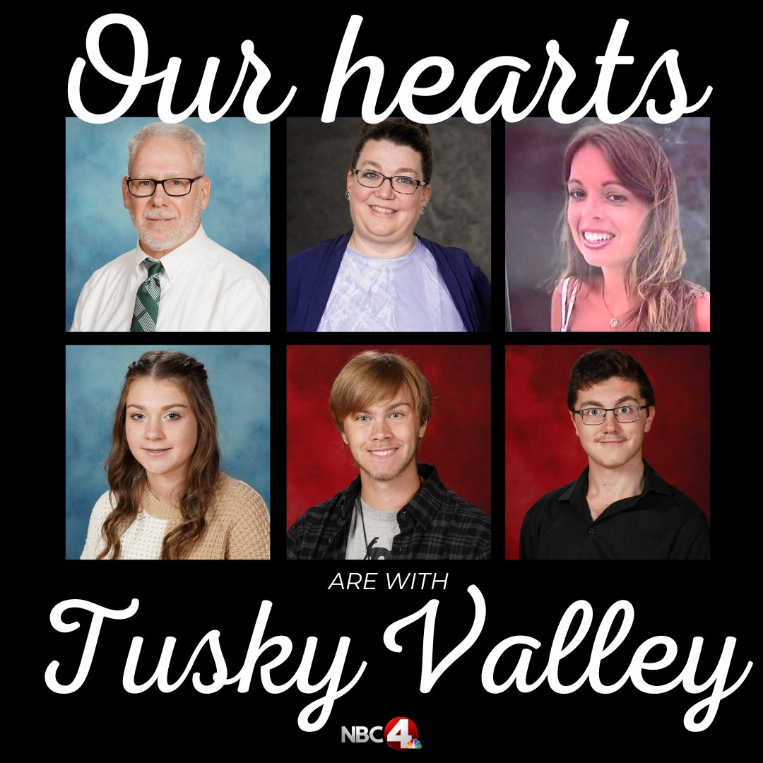 nbc4i's tweet photo. REST IN PEACE: Six people were killed in Tuesday's crash involving high school students. Our thoughts are with the loved ones of Dave Kennat, 56, Shannon Wigfield, 45, Kristy Gaynor, 39, Katelyn Owens, 15, John Mosley, 18, and Jeffery Worrell, 18.
READ: https://t.co/6zeVfWRQXN https://t.co/sQ4d2WZBcT