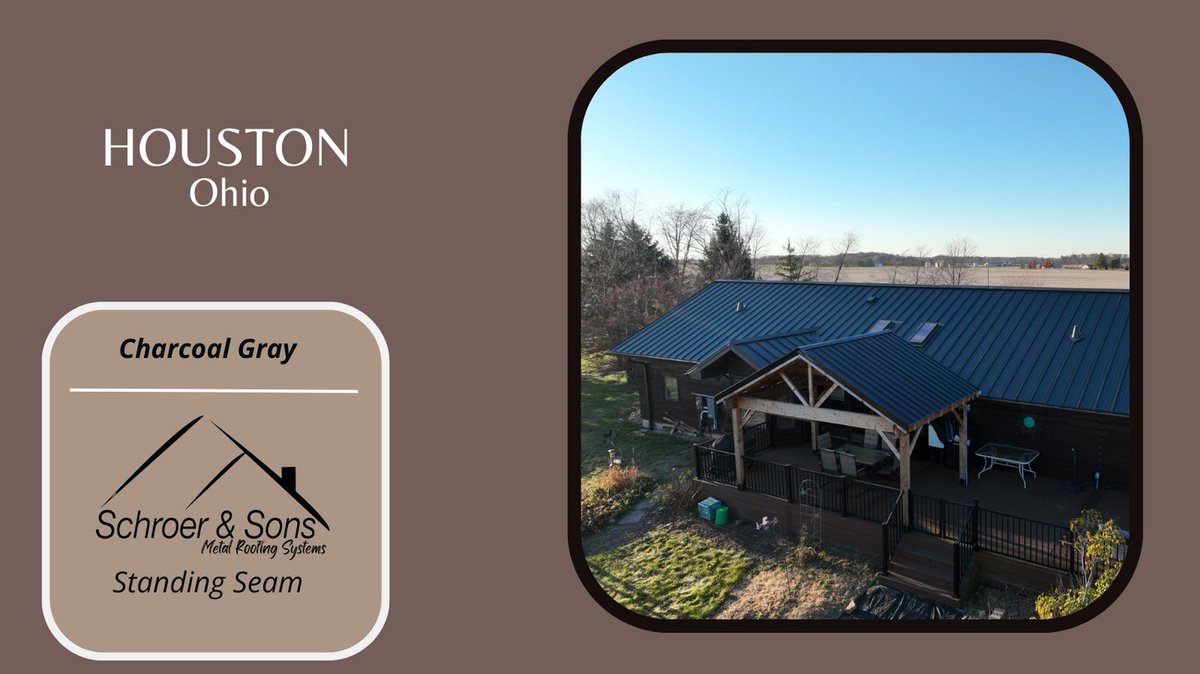Just completed this gorgeous home out in Houston, OH and installed some Charcoal Gray Schroer Standing Seam. Want your roof done right? Give us a call!