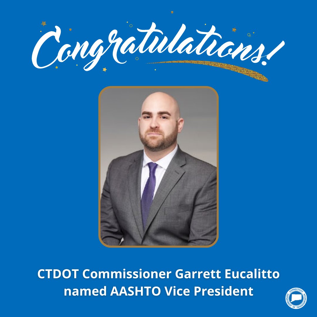 Congratulations Commissioner <a href="/geucalitto/">Garrett Eucalitto</a> for being selected as <a href="/aashtospeaks/">AASHTO</a> 2023-2024 Vice President! Thank you for all you do! We look forward to your continued contributions in making transportation more accessible, safe, and sustainable!
More: bit.ly/3QKosVo.
