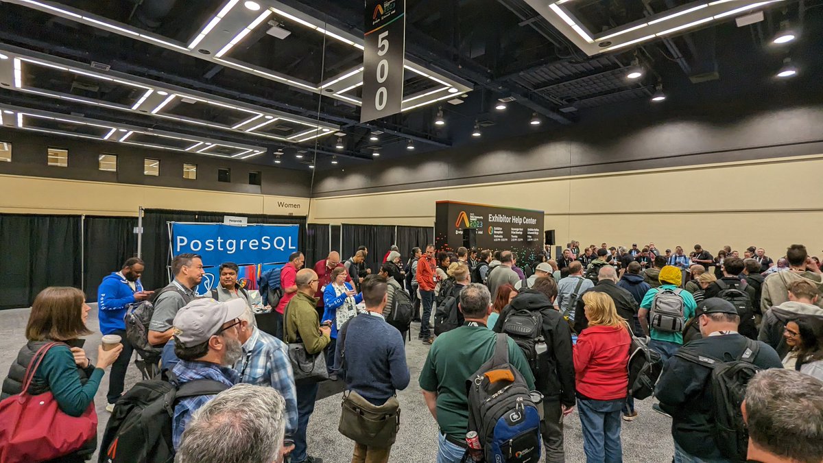 PavloGolub's tweet image. #PostgresSQL booth is on fire @PASSDataSummit! Thanks #SeattlePUG people for running it!