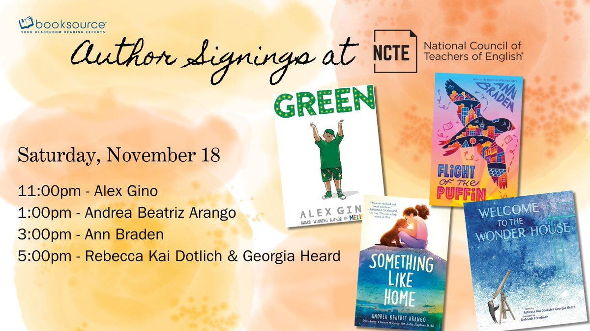 Booksource's tweet photo. Stop by our booth at @ncte this weekend for book signings with some very special authors, including @lxgino, @joannahowrites, and @AshVanOtterloo!
We can’t wait to see you!
#Booksource #Booksourceclassroom #NCTE #NCTE23 #NCTEVillage #authorsigning https://t.co/iMts57ZHPr