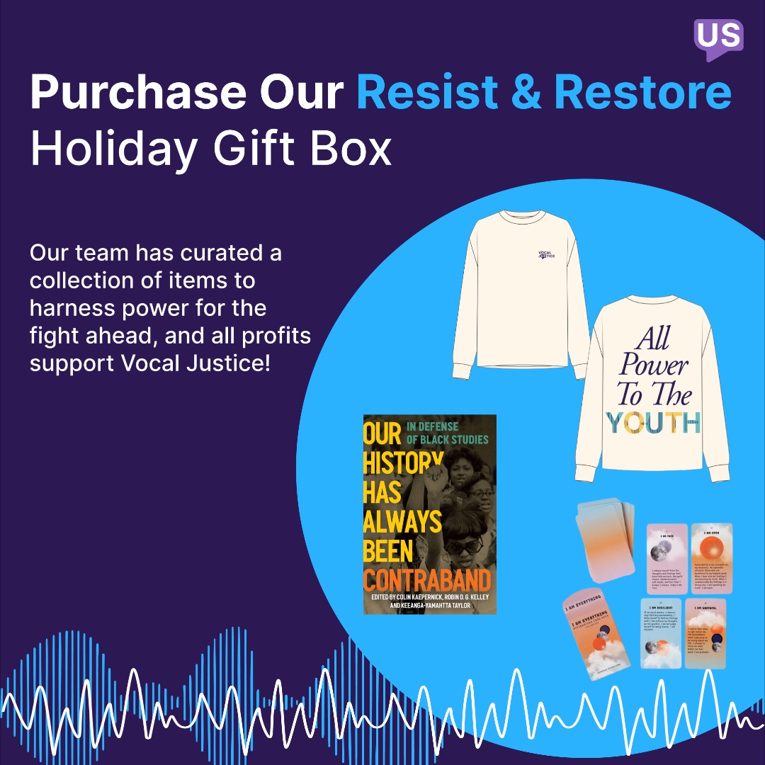 vocal_justice's tweet photo. Our Resist &amp; Restore Boxes are only available until 11/28 - so don't miss your beat! The box includes limited-edition VJ merch, a self-affirmation card deck, &amp; a book that features writing from Angela Y. Davis, Patricia Hill Collins, and Kimberlé Crenshaw

https://t.co/pXiX2ks2pu https://t.co/YldZx6pKRb