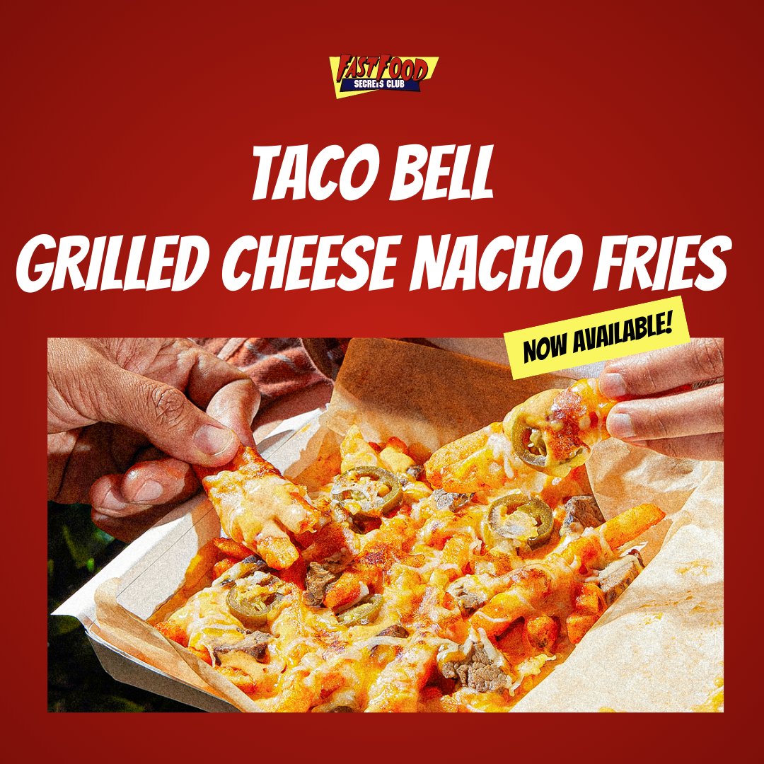 thefastfoodclub's tweet photo. @TacoBell drops their Grilled Cheese Nacho Fries and they're the perfect cheesy indulgence you've been craving all this time ๐ Head to your nearest Taco Bell for this delicious powerhouse! ๐๐ง
#fastfoodsecretsclub #fastfoodsecrets #newfastfood #fries https://t.co/WUkZza7xFT