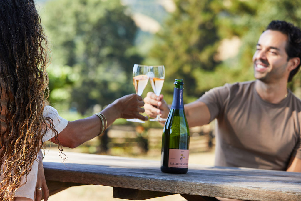 Our vineyard side picnic table beckons for bottle service. 🍾  Reserve your table, pre-order your favorite bubbles, grab a pal, and let the adventure begin!