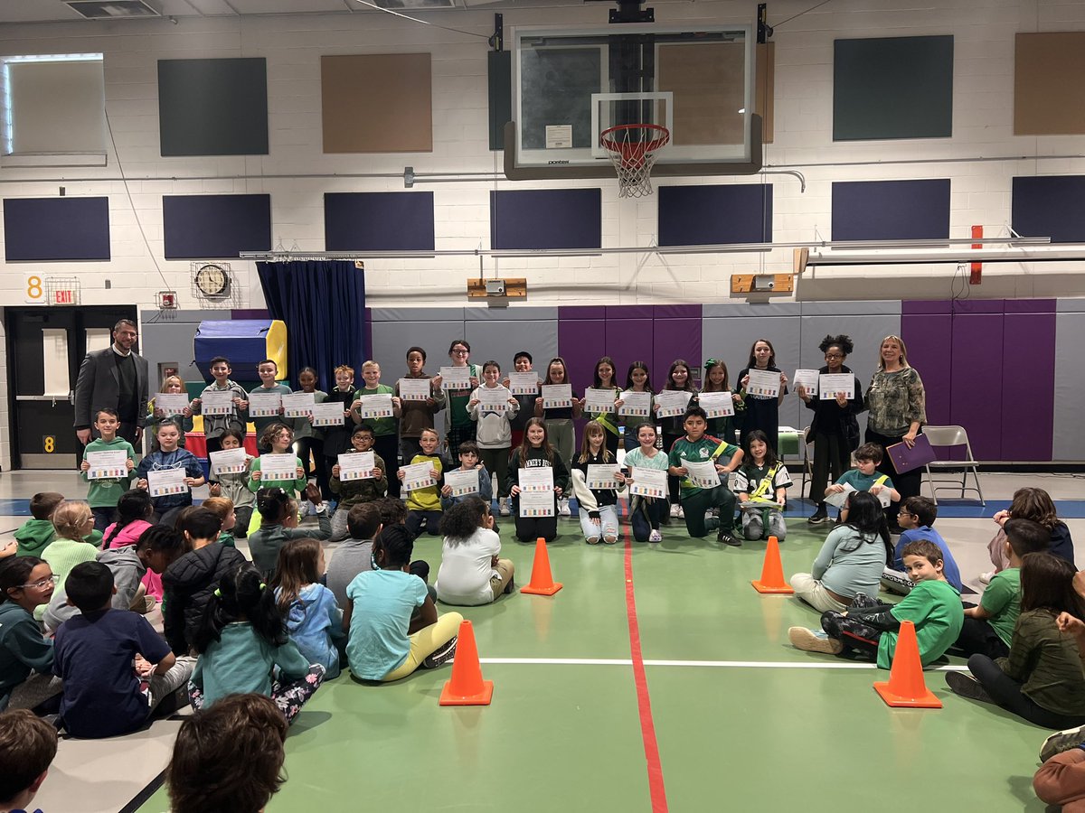 Excellent Character Ed Assemblies today! Thanks to Ms. P, the student skit actors, Ms Liddy &amp; Olivola for the 🎶 performance, &amp; the respectful audience. We honored K-5 “Kids With Character,” voted by their peers as demonstrating excellent character, &amp; many 5th Gr Student Leaders!