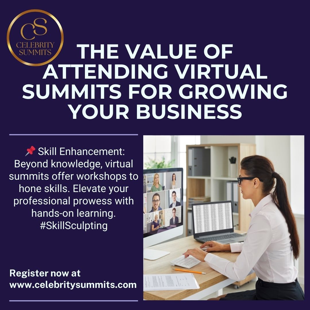 📌 Skill Enhancement: Beyond knowledge, virtual summits offer workshops to hone skills. Elevate your professional prowess with hands-on learning. 

rfr.bz/t7j7sfu
#FinancialSuccess #OnlineSummit #Entrepreneurship #VirtualLearning #CelebritySummits
#SkillSculpting