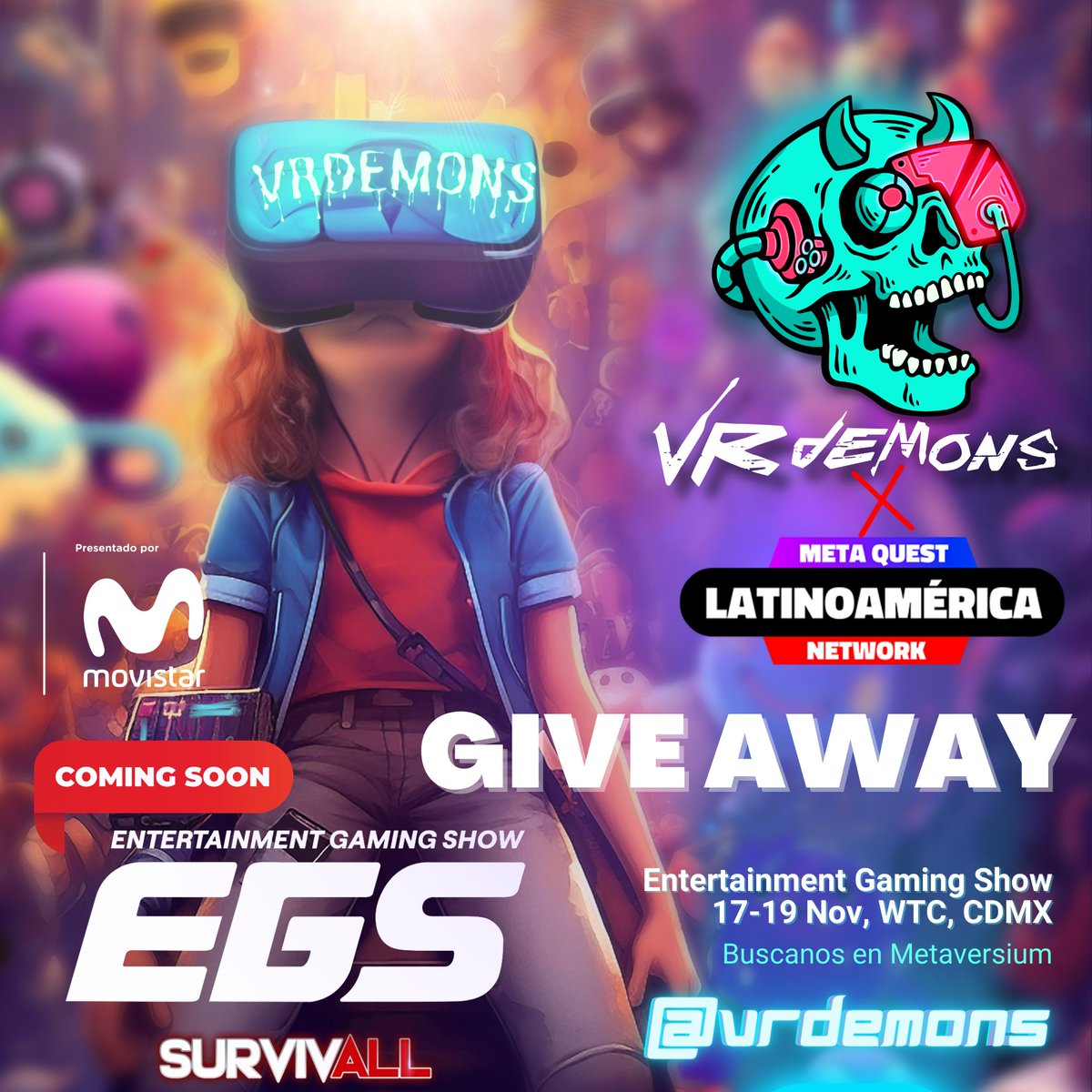 MetaQuestLatam's tweet photo. Llego tu oportunidad de ganarte una entrada el EGS!!!https://t.co/ada8V7Rt25 En colaboración con VRDemons estamos regalando una entrada de 1 día al EGS, si eres de la ciudad de México no te pierdas esta oportunidad de participar para asistir a este evento!! https://t.co/xNsIzutvCm