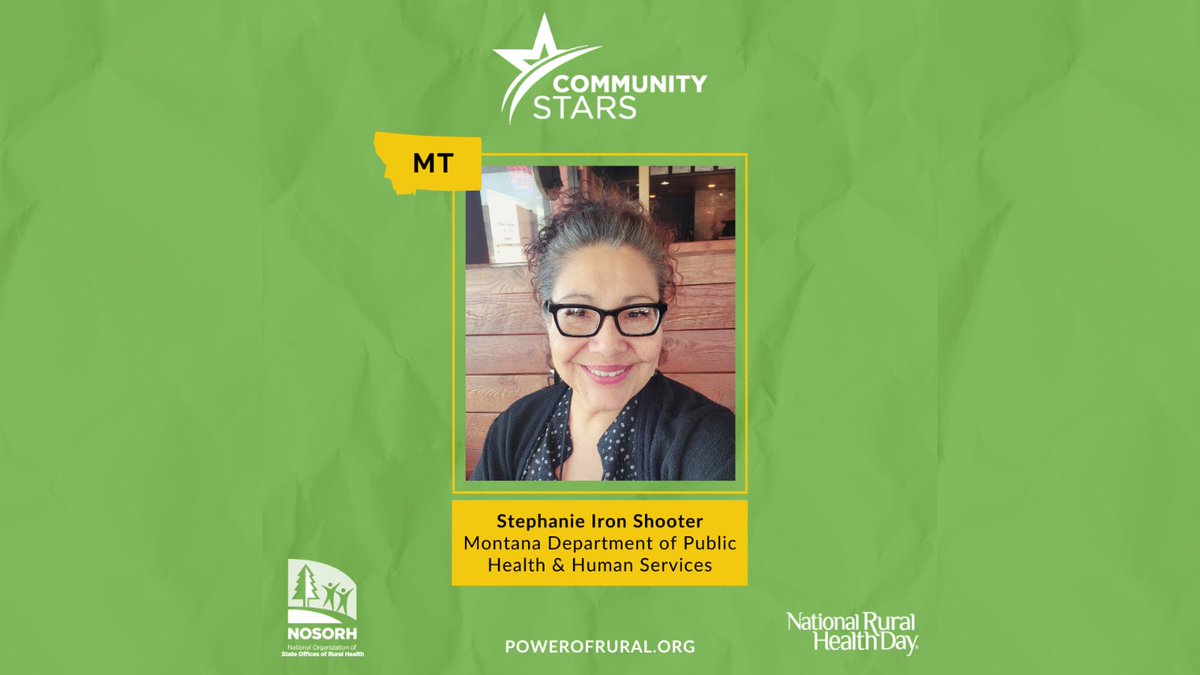 We are excited to announce that Montana's National Rural Health Day Community Star is Stephanie Iron Shooter! Please join us in congratulating and thanking her for all she does for Montana! 

#nationalruralhealthday #nrhd  #powerofrural #ruralhealth #communitystar #rural