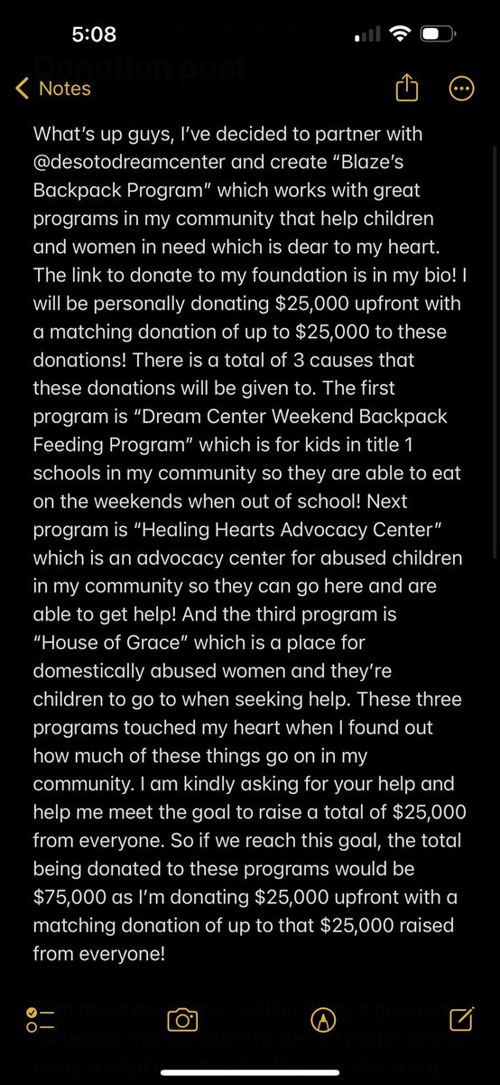 Blaze_j24's tweet photo. Please consider donating! Link is in my bio! I will personally be donating $25,000 upfront with an additional matching donation of $25,000 to these great programs. The causes that these programs help with are listed below. There is also a giveaway involved as long as you donate! https://t.co/L5lt12Upyw