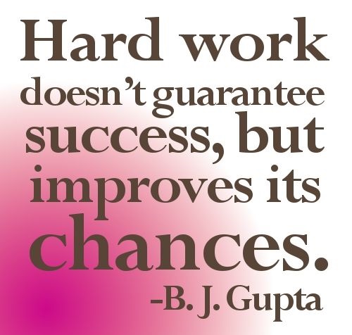 Hard work doesn't guarantee success, but improves it chances. #ThursdayMotivation #ThursdayThoughts #HardWork #Success #Chance #GoalAchieversCommunity