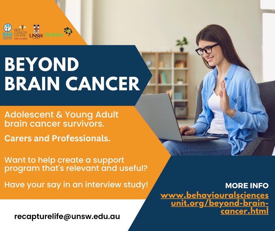 🟢Have you finished treatment for #BrainCancer? Wondering ‘what next’ or how to get back to normal? 🟢Do you support/work with people who've had a brain cancer diagnosis? Tell us about it and help us create a new peer support program. Find out more here: behaviouralsciencesunit.org/beyond-brain-c…