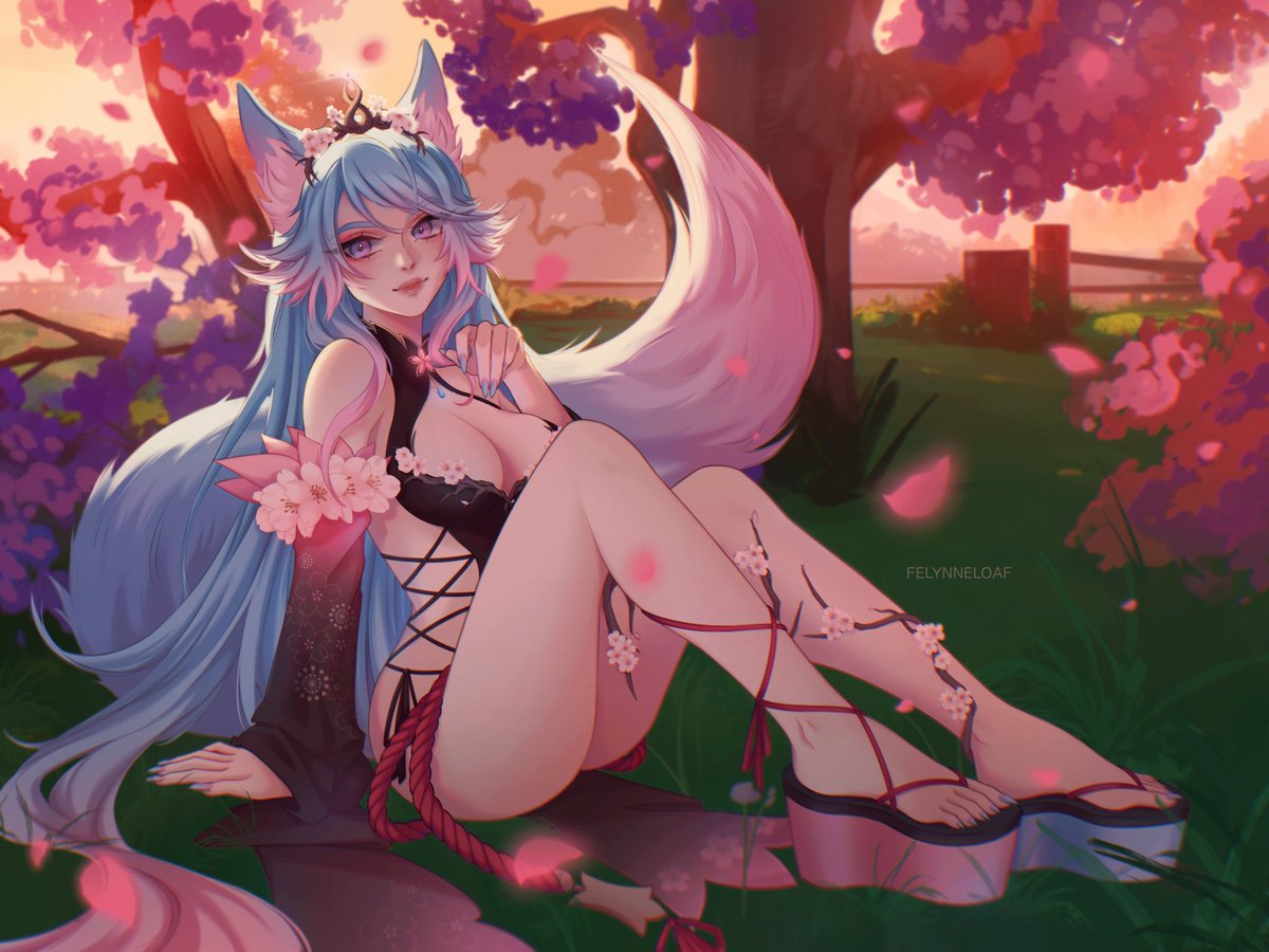 _Silvervale_'s tweet photo. Come sit under the sakura with me? 🌸

🎨➜ @felynneloaf
#Doodlevale https://t.co/gWQT7D9vRt