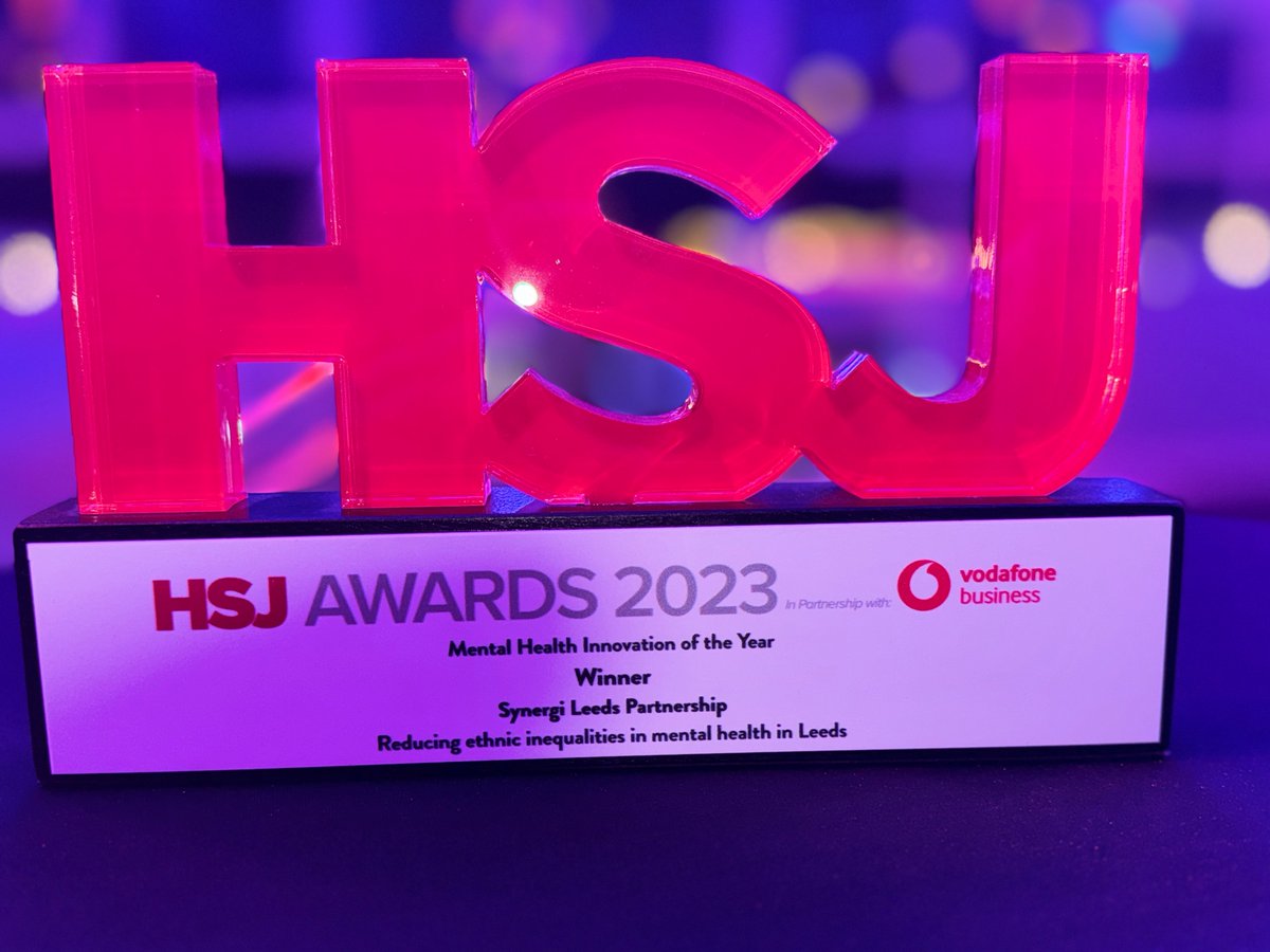 LeedsSynergi's tweet photo. We are so please to announce that we won the Mental Health innovation award at the #HSJAwards we are delighted and are thankful to everyone for their support https://t.co/iyWOEBN4q2