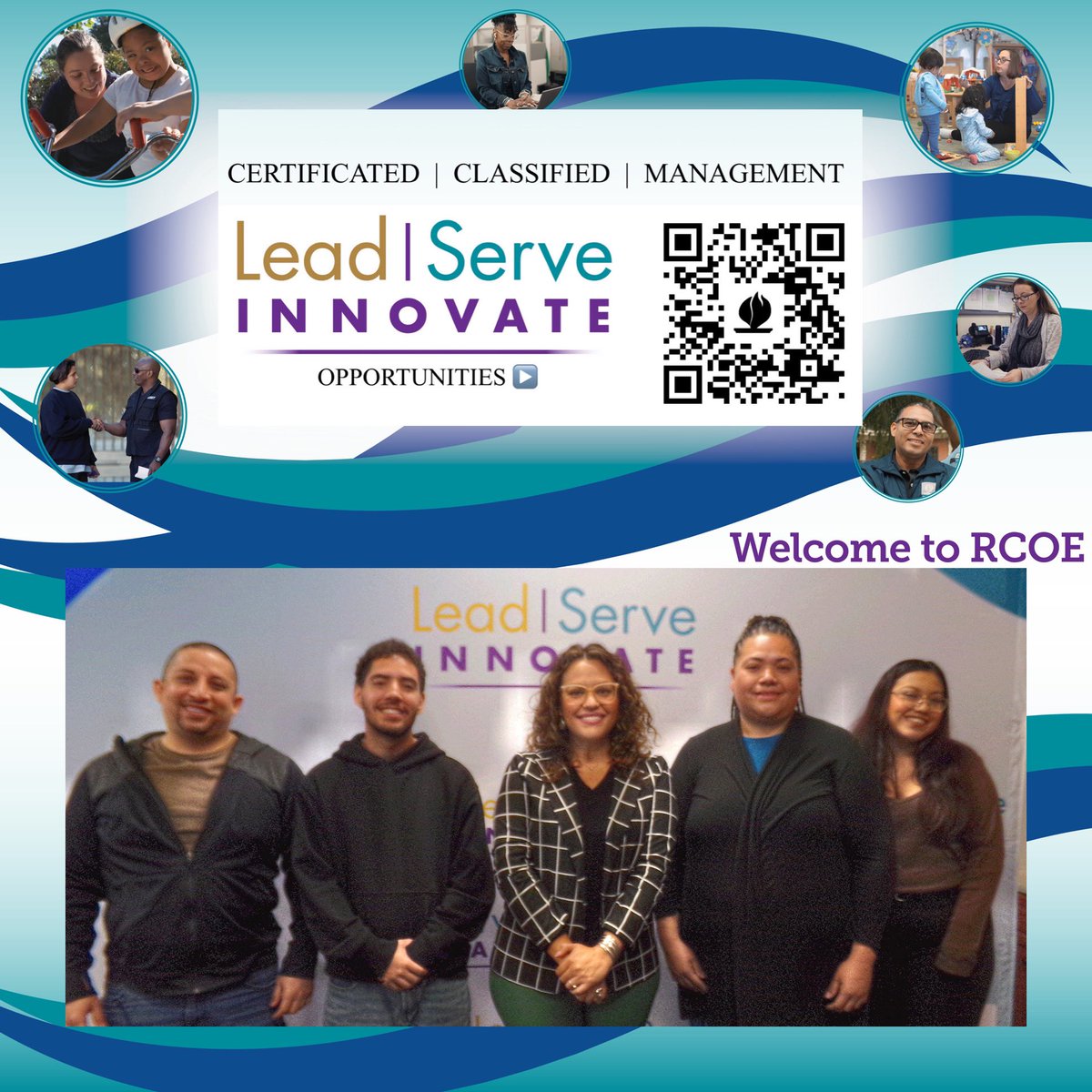 RCOE's tweet photo. This week we welcomed 5 new staff members. From #CalSOAP Coaches to Sign Language Interpreter, Custodian to #FamilyEngagement Administrator, we have many permanent & temporary opportunities. GO TO https://t.co/S1NPZ5hDW3 to find a job that’s right for you! https://t.co/6pq8AqUSwy