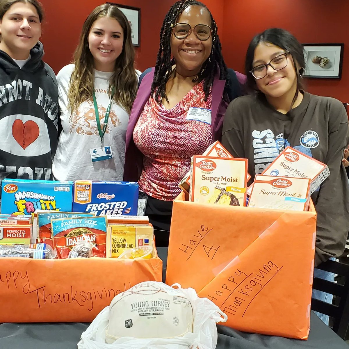 GCSkillsUSACul's tweet photo. It's the season for giving. We collected non-perishable food items to donate to a family in need at @StratfordSBISD. Our goal was to provided healthy and sustainable meals for the family to enjoy for Thanksgiving and beyond @cte_sbisd @guthrie_center @SBISD @SkillsUSATX https://t.co/KrUzrkl5yQ
