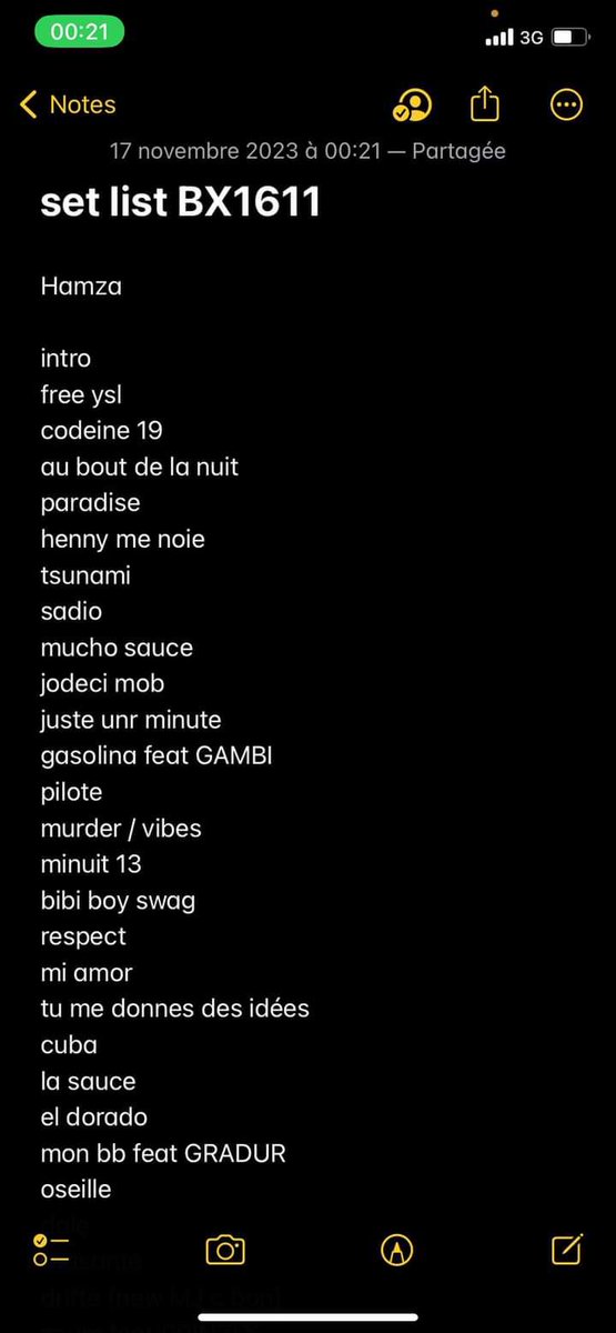 0frdi_'s tweet photo. lesgoooo la setlist de hamza pour palais 12 + bercy https://t.co/xkPCU4CVNA