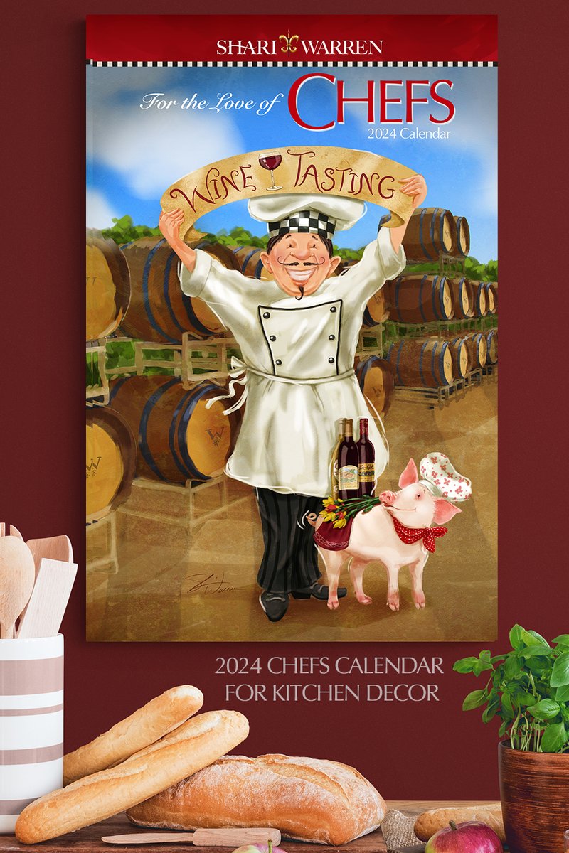 shariart's tweet photo. For the Love of CHEFS Calendar 2024
Fun whimsical chefs artwork, sure to delight your inner cook! Enjoy chef art in your kitchen or dining room all year long!
https://t.co/shiWeNzWMy
#Calendar2024 #Calendars2024 #chefart #wine #WineLovers #Foodies #Cooking #kitchen #kitchendecor https://t.co/4kSFwsB0c1