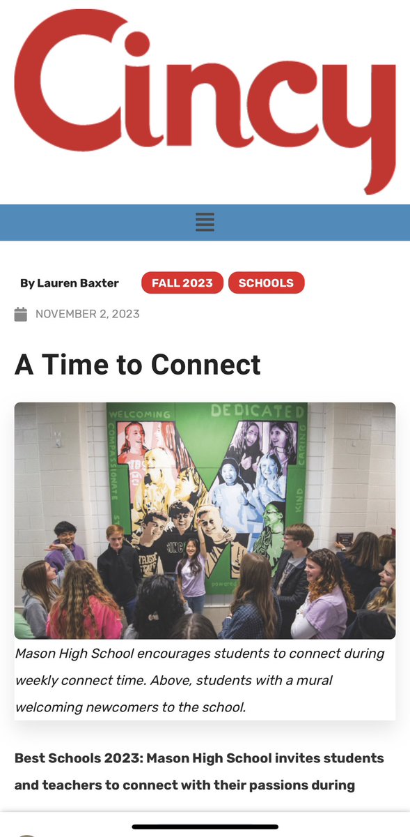 Check out how @MasonHSComets staff & students use their unique schedule to help build a culture built on relationships. cincymagazine.com/a-time-to-conn…