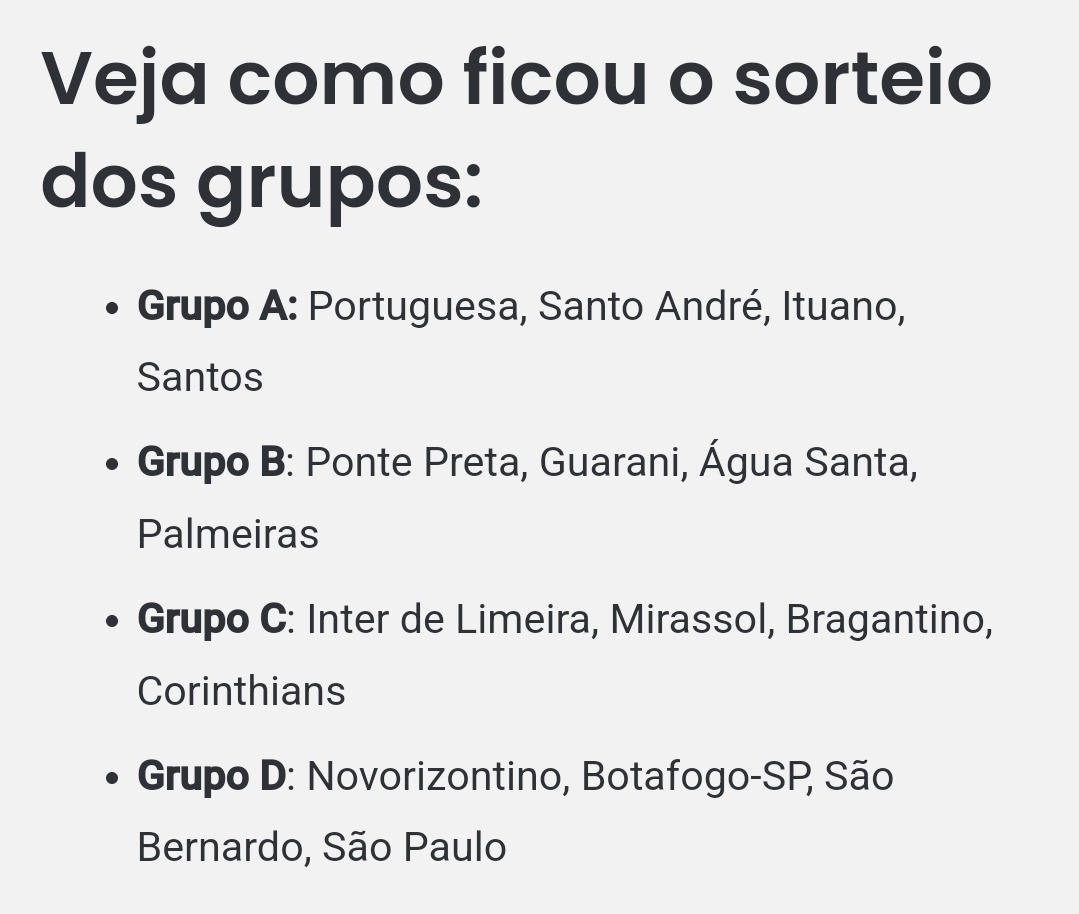 Paulistão 2024 sorteia grupos: veja quem Palmeiras, Corinthians