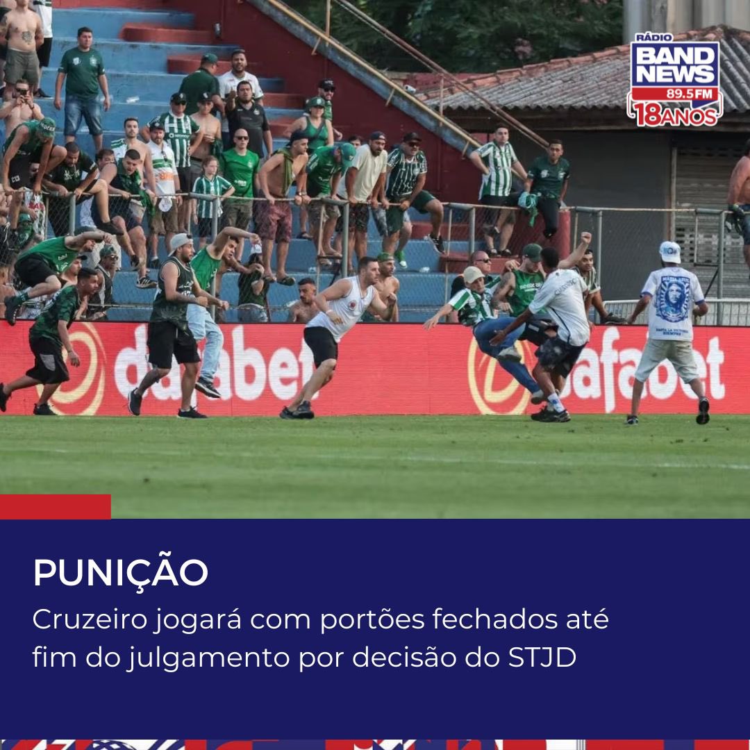 RadioBandNewsBH's tweet photo. #BandNews | Nesta quinta-feira (16), o Superior Tribunal de Justiça Desportiva determinou que o Cruzeiro jogue com os portões fechados até o julgamento do processo.
#cruzeiro #stjd #semtorcida #minasgerais #noticias https://t.co/hxJCPhCI4Q