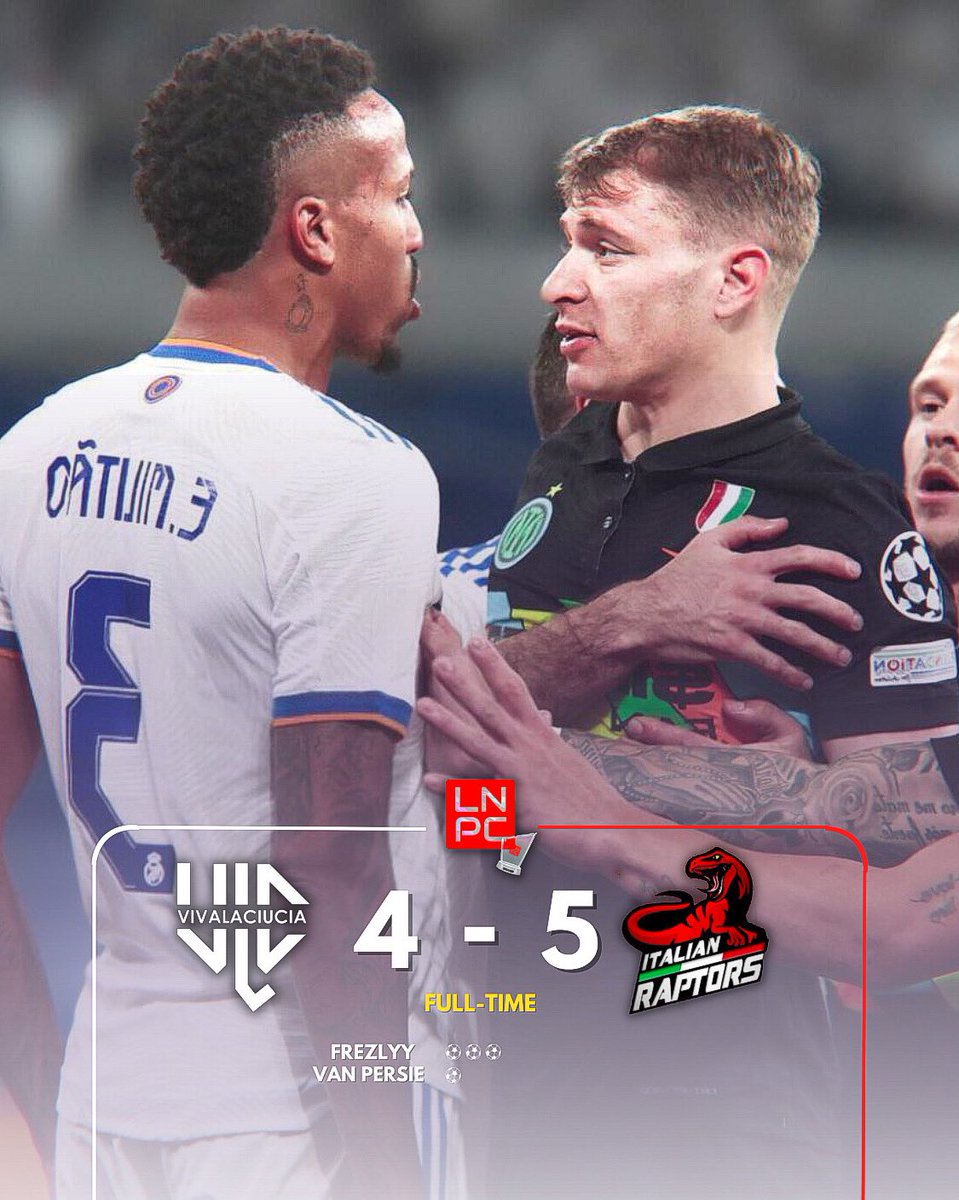VivaLaCiucia_'s tweet photo. 🖤FULLTIME🤍
🏆| @LNPCup 
🗓️| 11ª Giornata.
🆚| @ItalianRaptorss 
❌| 4️⃣-5️⃣

⚽️⚽️⚽️| @frezlyy22 
⚽️| @vanpersie_7 

👟| @GP_Tatino24 
👟👟| @xAdriii 
👟| #Xene https://t.co/6mkeKDRhGy