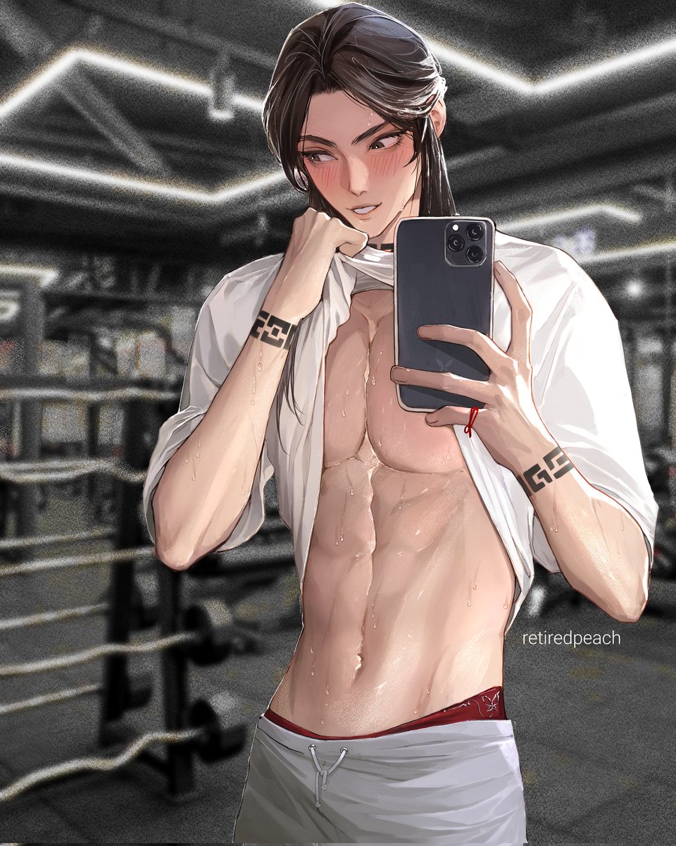 retiredpeach's tweet photo. Xie lian 🏋️‍♂️!au ~extended https://t.co/bMQiyfejQh
