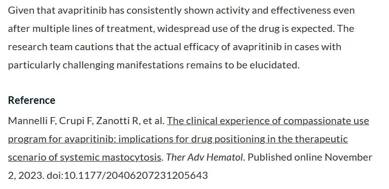 $BPMC @blueprintmeds 'Case Series Confirms Rapid and Profound Response to Avapritinib in AdvSM'

November 16, 2023

Nice comment on the expectations and effectiveness for avapritinib / Ayvakit

rarediseaseadvisor.com/news/sm-news-b…