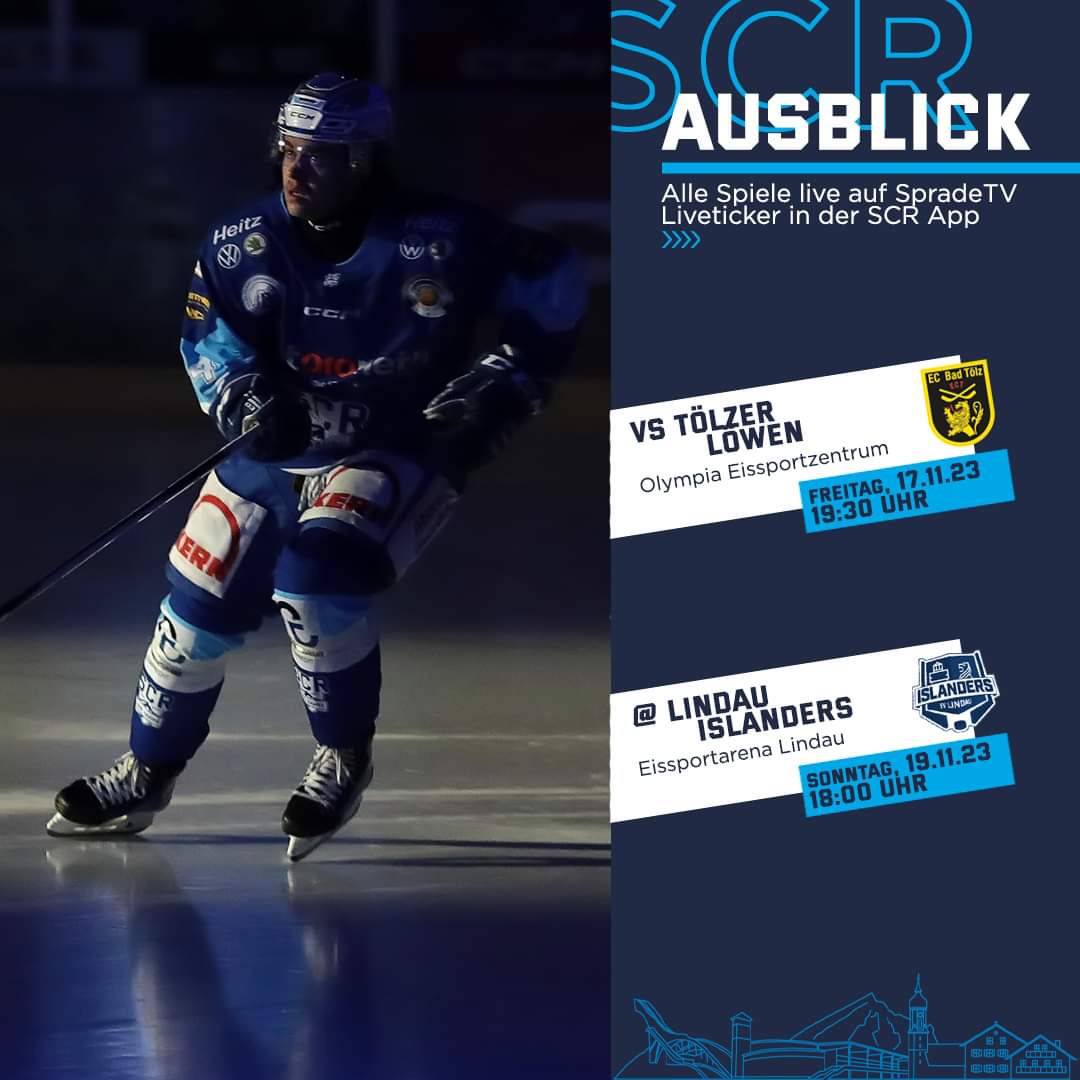 Derbytime am Freitag -19:30 Uhr daheim gegen Bad Tölz
 -Sonntag trifft der SCR in Lindau auf die Islanders-

Alle Infos auf scr.de