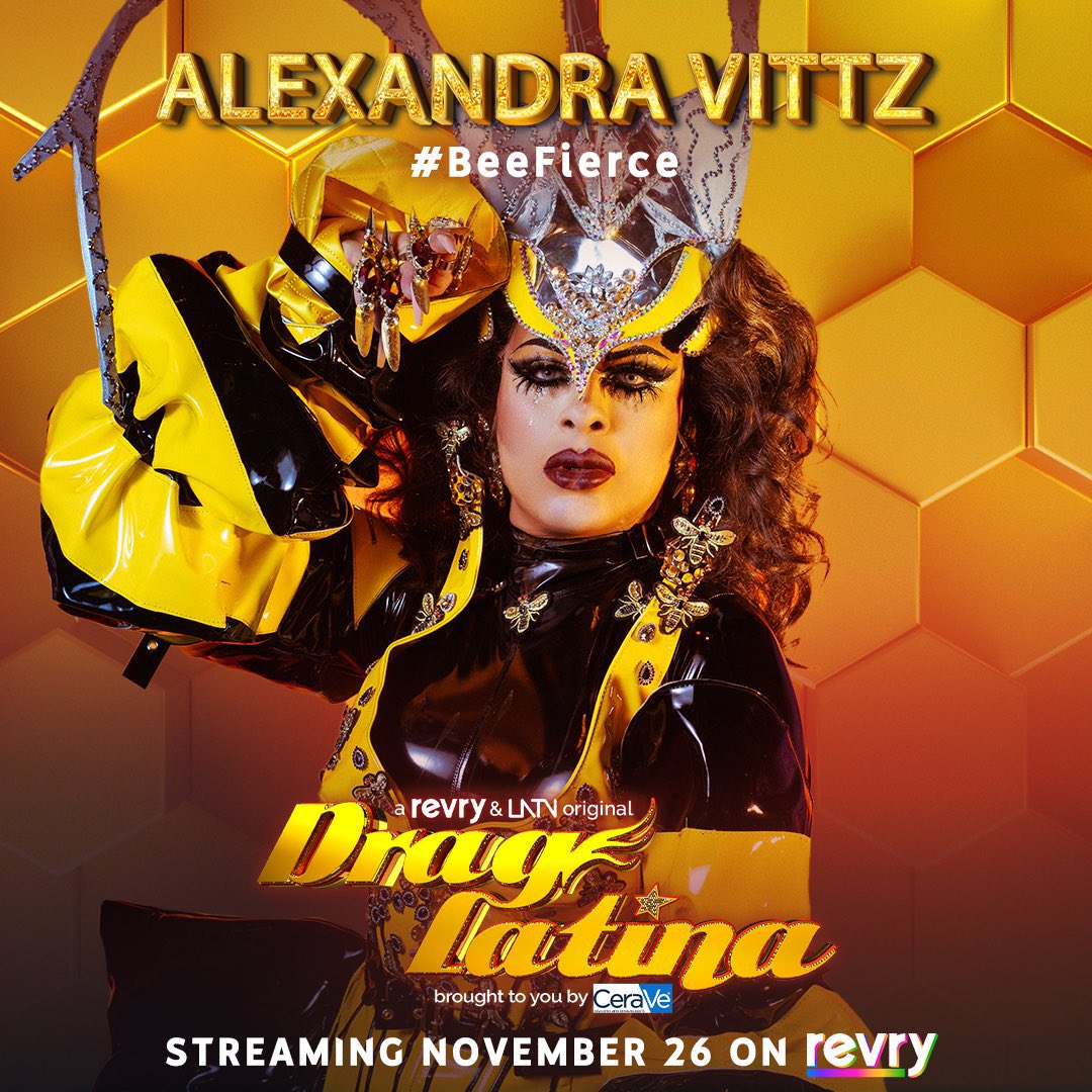 draglatina's tweet photo. It's time to unleash the fabulous! Catch these fierce queens as they light up  Season 2 brought to you by @cerave. The competition is hotter and fiercer than ever! Streaming November 26 on @REVRYTV ! 🔥

#DragLatina #BeeFierce  #Revry #CeraVePartner #DevelopedWithDerms https://t.co/DrbGYWDXhS
