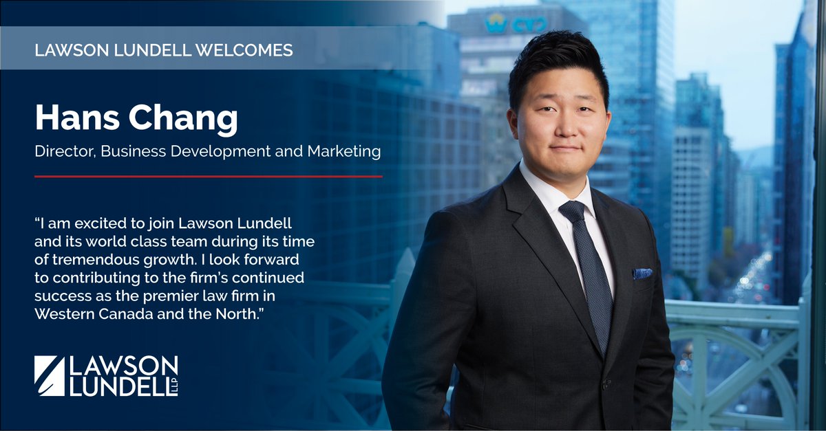 We are pleased to welcome our new Director of Business Development and Marketing, Hans Chang! In this capacity, Hans is responsible for the development and execution of the firm’s business development and marketing strategies across its four offices. lawsonlundell.com/team-Hans-Chang