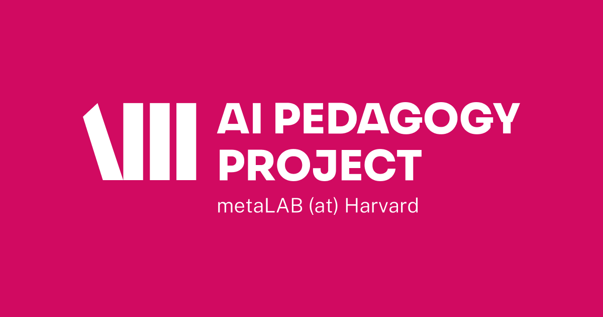 Berkman Klein Center for Internet & Society (@bkcharvard) on Twitter photo A first-of-a-kind toolkit launched today for educators looking to engage critically and creatively with AI: The AI Pedagogy Project includes assignments, intro to LLMs -- all codesigned with students aipedagogy.org Thanks to the work of <a href="/jaytiesse/">๐
น๐
ด๐
ต๐
ต๐๐
ด๐ ๐๐
ฒ๐
ท๐
ฝ๐
ฐ๐
ฟ๐
ฟ</a> @sarahwnewman A first-of-a-kind toolkit launched today for educators looking to engage critically and creatively with AI: The AI Pedagogy Project includes assignments, intro to LLMs -- all codesigned with students aipedagogy.org Thanks to the work of <a href="/jaytiesse/">๐
น๐
ด๐
ต๐
ต๐๐
ด๐ ๐๐
ฒ๐
ท๐
ฝ๐
ฐ๐
ฟ๐
ฟ</a> @sarahwnewman