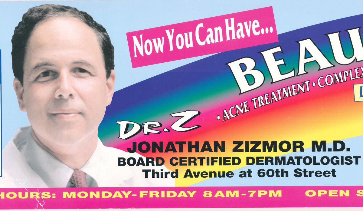 NYTransitMuseum's tweet photo. Nowadays, we are used to seeing ads on the #NYCsubway for medical services, but when Dr. Zizmor began advertising his dermatology practice in subway cars in the early 1980s, he was the first. Indeed, he became the most famous doctor in #NYC. Do you remember Dr. Zizmor? https://t.co/4BXJwHOKVp