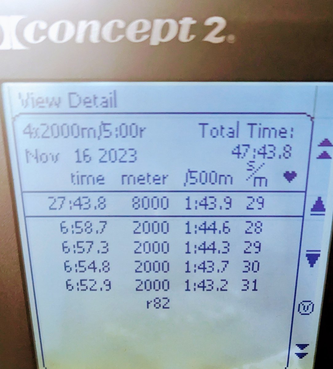 Thursday night 2k interval graft... 🤮
.
#concept2 #rowing