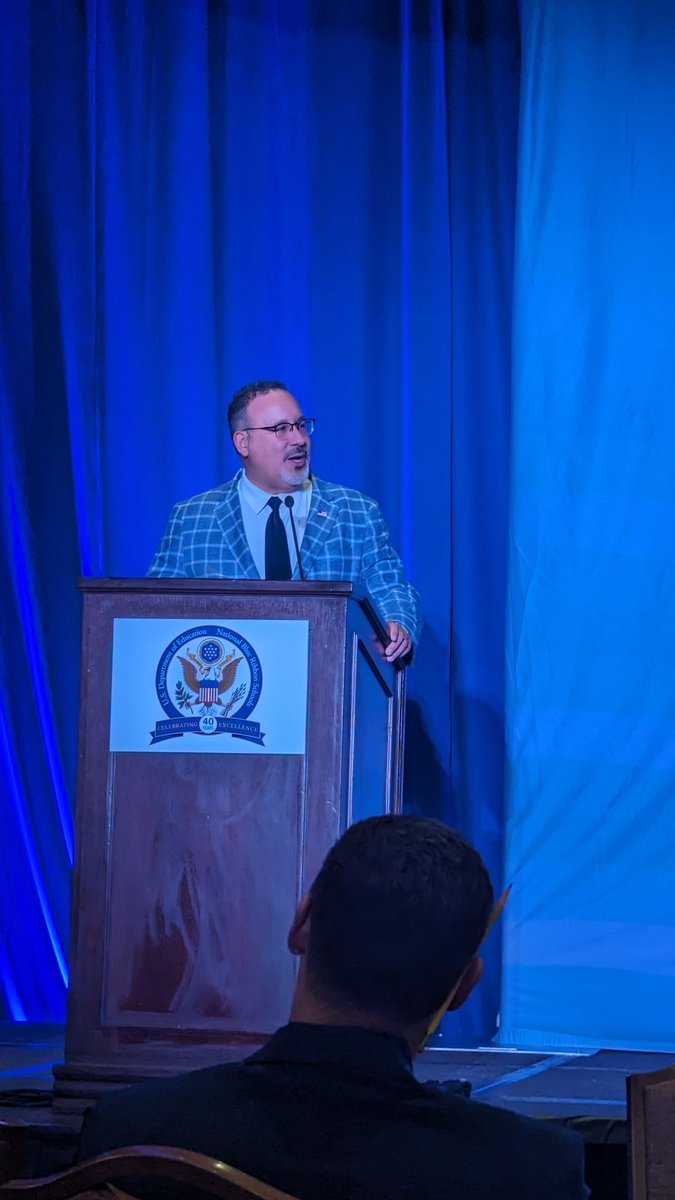 Powerful &amp; motivating speech from <a href="/SecCardona/">Secretary Miguel Cardona</a> at the <a href="/NatlBlueRibbon/">National Blue Ribbon</a> opening ceremony. <a href="/OakRidgeNPD117/">Oak Ridge School</a>