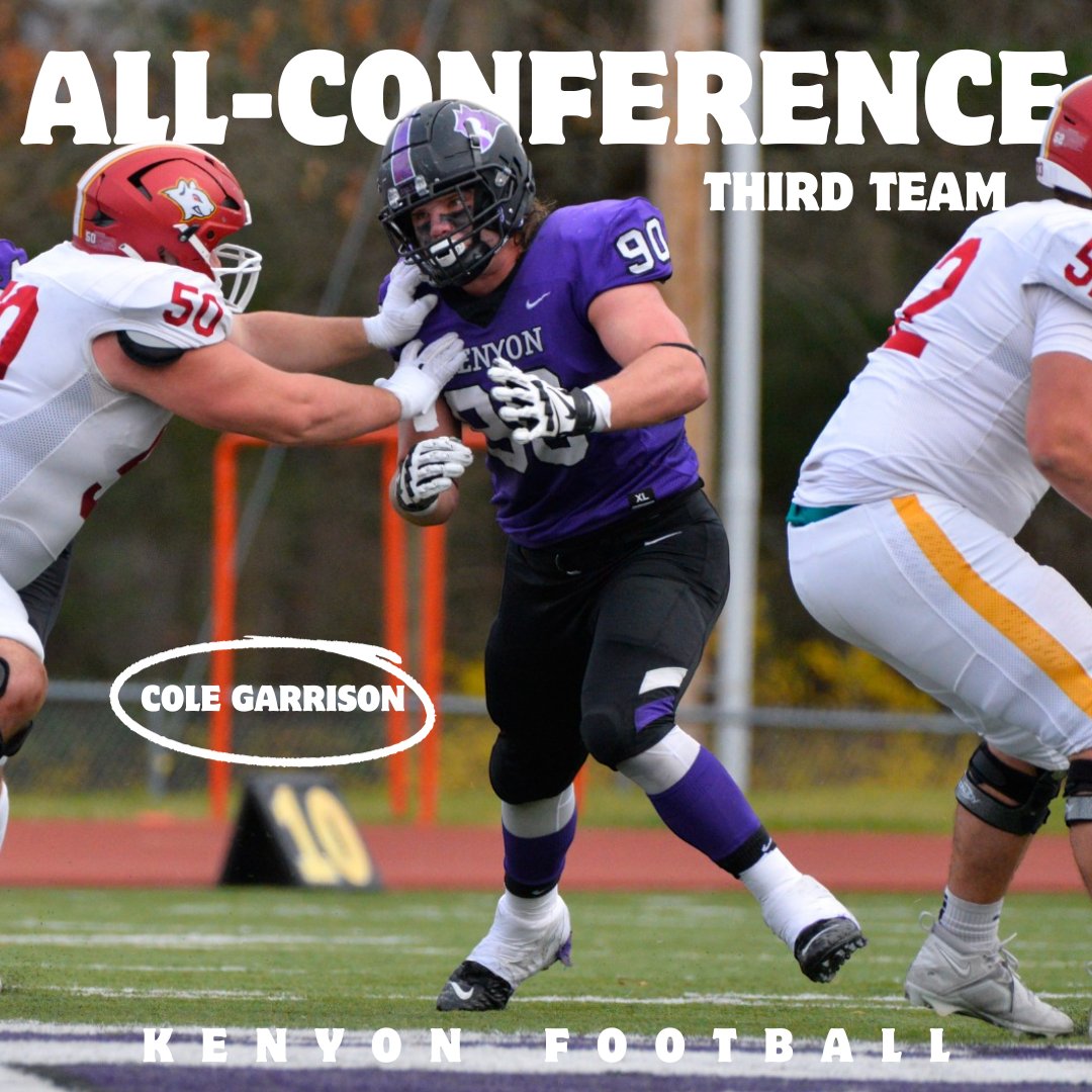 @KenyonSports Third Team: SR. Cole Garrison (DL)