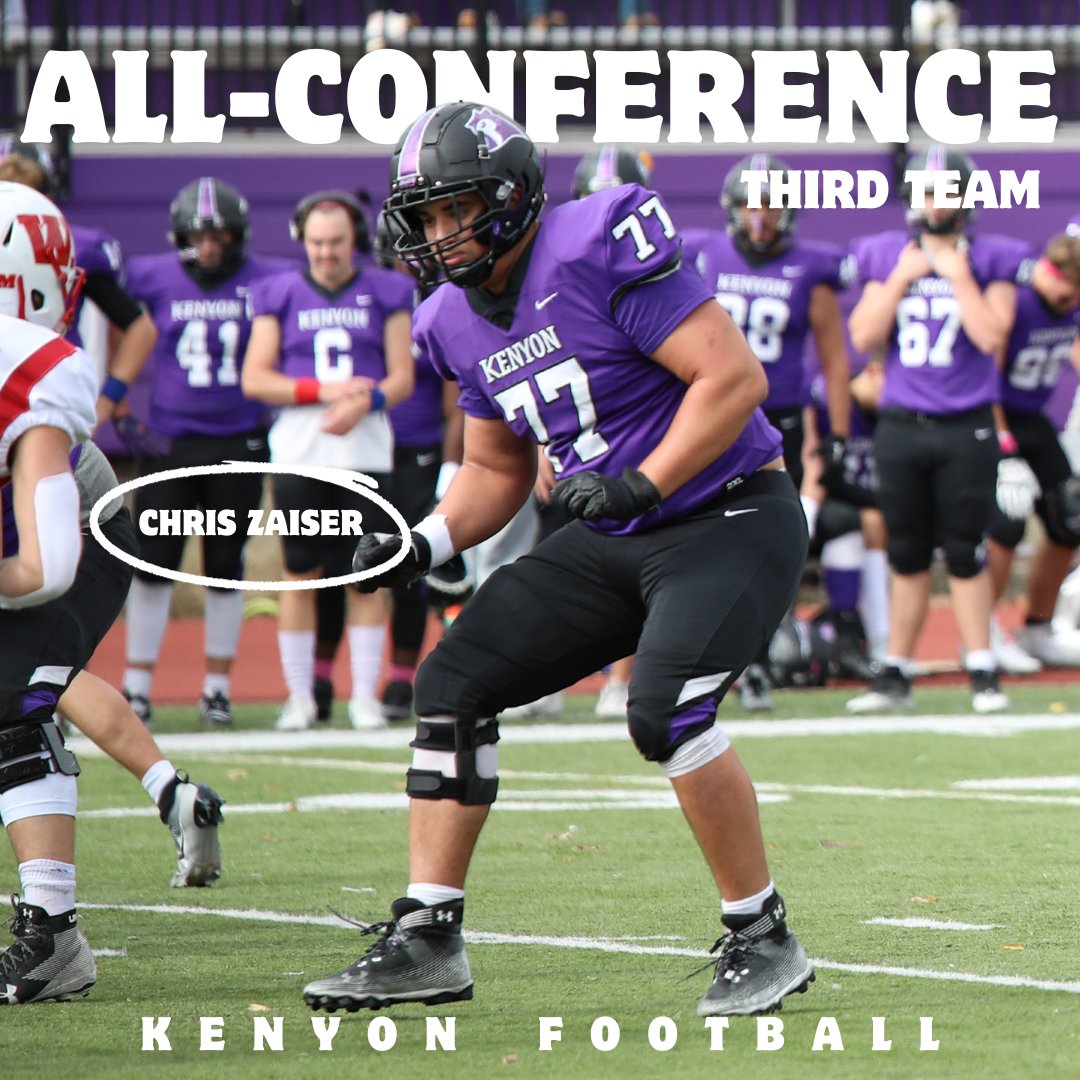 @KenyonSports Third Team: SR. Chris Zaiser (OL)