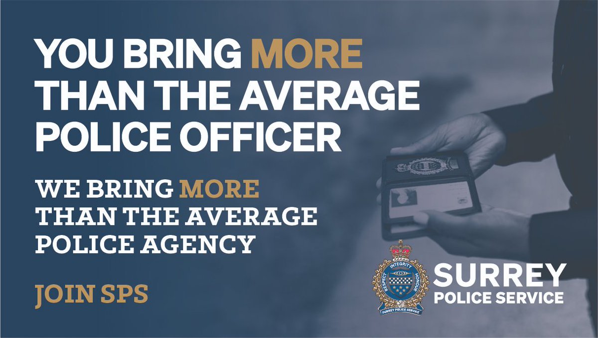 surreyps's tweet photo. Join SPS and develop your career in policing. We are now recruiting experienced officers for a variety of ranks and units. Bring your talents and build a safe, strong Surrey with us. See postings here: https://t.co/4oAt6W2l7r #JoinSurreyPS https://t.co/4w6IjTWcRQ