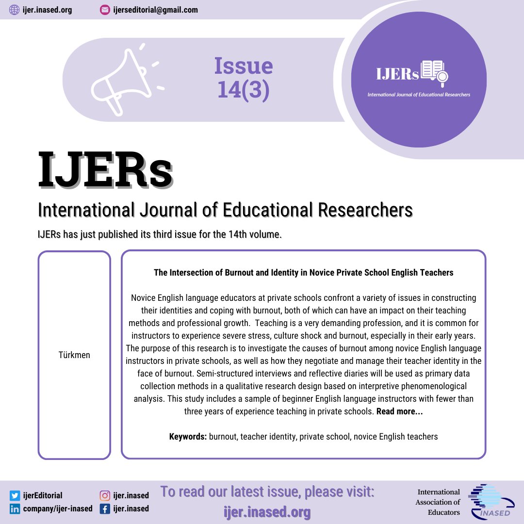 ijerEditorial's tweet photo. IJERs has published its third issue for the 14th volume in September!
Remember to follow us 📌, and share 📨 and like 👍 our posts to grow our scholarly audience.
#ijerinased #education #academicjournal #comu #researchjournal #openjournal #openaccess #freejournal #article #free https://t.co/ss1RClRjmx