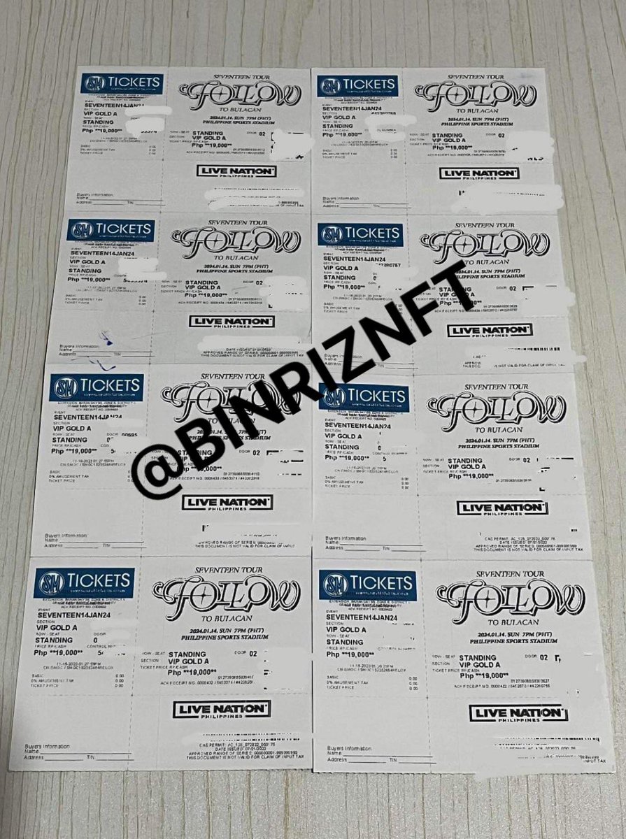binriznft's tweet photo. WTS/ LFB ‼️ SVT Day 2 
Vip Gold 
A - 8 pcs 
B - 2 pcs

📍Meet Up: SM Grand Central/ SM Pulilan/ SM Baliwag
📩 DM FOR MORE INQUIRIES
❌ NO DOWNPAYMENT, MEET UP ONLY KALIWAAN
 
UNLI VOUCH IF YOU WANT👌🏻
 #SEVENTEENinBULACAN
#SEVENTEEN https://t.co/qZIEBcMsVp