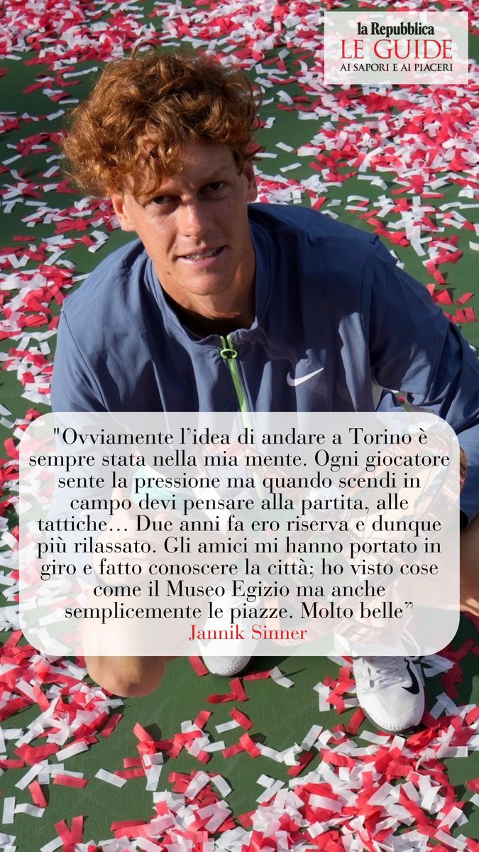 Guide_Rep's tweet image. 𝗧𝘂𝘁𝘁𝗶 𝗽𝗮𝘇𝘇𝗶 𝗽𝗲𝗿 𝗦𝗶𝗻𝗻𝗲𝗿 
𝗜𝗻 𝗲𝗱𝗶𝗰𝗼𝗹𝗮 𝗣𝗶𝗲𝗺𝗼𝗻𝘁𝗲 𝗨𝗻𝗲𝘀𝗰𝗼 𝗦𝗽𝗲𝗰𝗶𝗮𝗹𝗲 #𝗡𝗶𝘁𝘁𝗼𝗔𝘁𝗽𝗙𝗶𝗻𝗮𝗹𝘀
#JannikSinner racconta Torino e il sogno delle finali nella #GuidaRepubblica in collaborazione con @intesasanpaolo
tinyurl.com/NittoATPFinals…