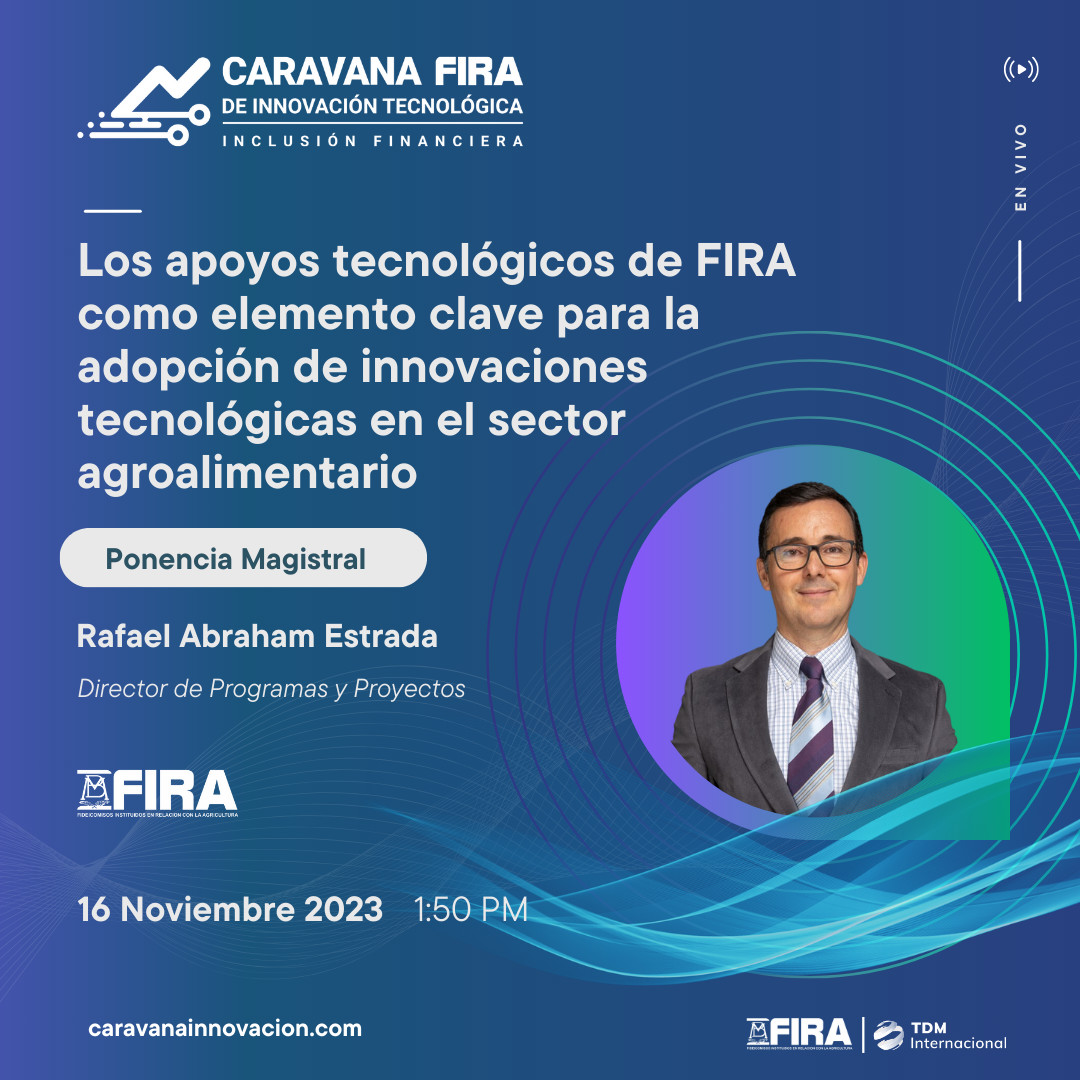 caravanafira's tweet photo. 🔴 EN VIVO - Rafael A. Estrada de @FIRA_Mexico  voz líder presente en la @CaravanaFIRA  Únete a su charla y conoce los apoyos tecnológicos de FIRA que impulsan la adopción de innovaciones en el sector agroalimentario . ¡Ingresa! https://t.co/3GiE6UHEgx
#ServiciosFIRA https://t.co/wHDLxo8Kvo