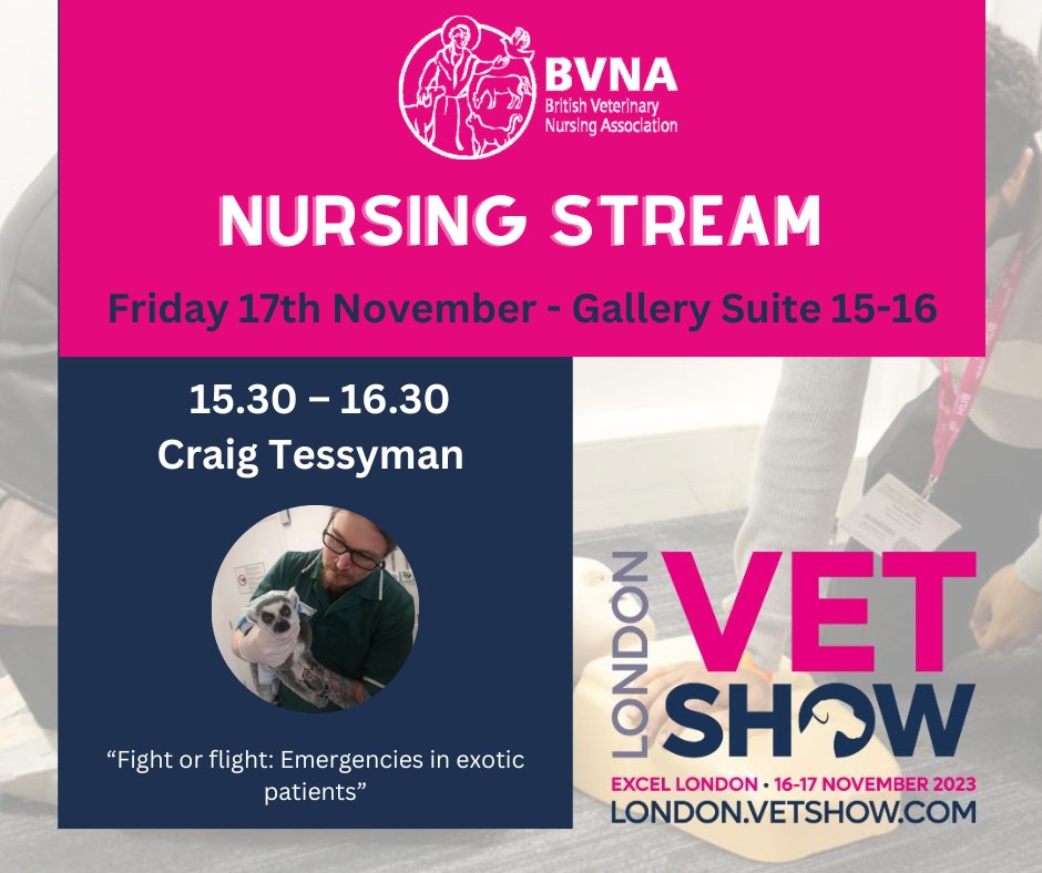 bvnauk's tweet photo. Whether you're interested in Diagnostic Imaging, Exotics, Nutrition or Leadership, you'll find something in the BVNA Nursing stream! More here: https://t.co/39U4goQiii
Fight or Flight: Emergencies in exotic patients
📅 17 Nov, 15:30-16:30
🗣️ Craig Tessyman https://t.co/3AvK1pqMx3
