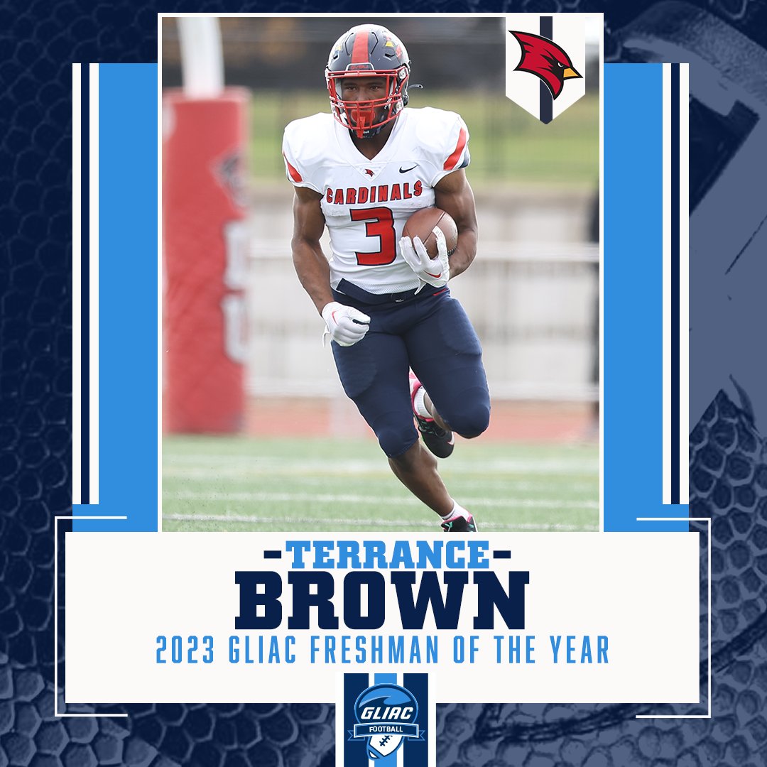 𝟮𝟬𝟮𝟯 𝗚𝗟𝗜𝗔𝗖 𝗙𝗼𝗼𝘁𝗯𝗮𝗹𝗹 𝗙𝗿𝗲𝘀𝗵𝗺𝗮𝗻 𝗼𝗳 𝘁𝗵𝗲 𝗬𝗲𝗮𝗿

Terrance Brown // Saginaw Valley State 

#WhereChampionsCompete #GLIACFB🏈