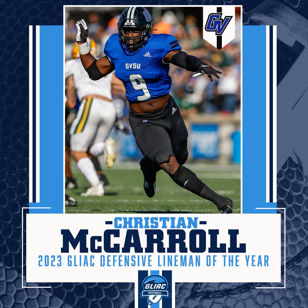𝟮𝟬𝟮𝟯 𝗚𝗟𝗜𝗔𝗖 𝗙𝗼𝗼𝘁𝗯𝗮𝗹𝗹 𝗗𝗲𝗳𝗲𝗻𝘀𝗶𝘃𝗲 𝗟𝗶𝗻𝗲𝗺𝗮𝗻 𝗼𝗳 𝘁𝗵𝗲 𝗬𝗲𝗮𝗿

Christian McCarroll // Grand Valley State

#WhereChampionsCompete #GLIACFB🏈